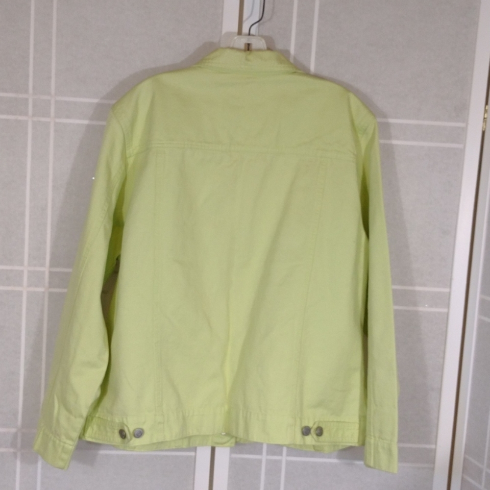 Bill Blass lime green denim jeans jacket XL - Picture 3 of 7